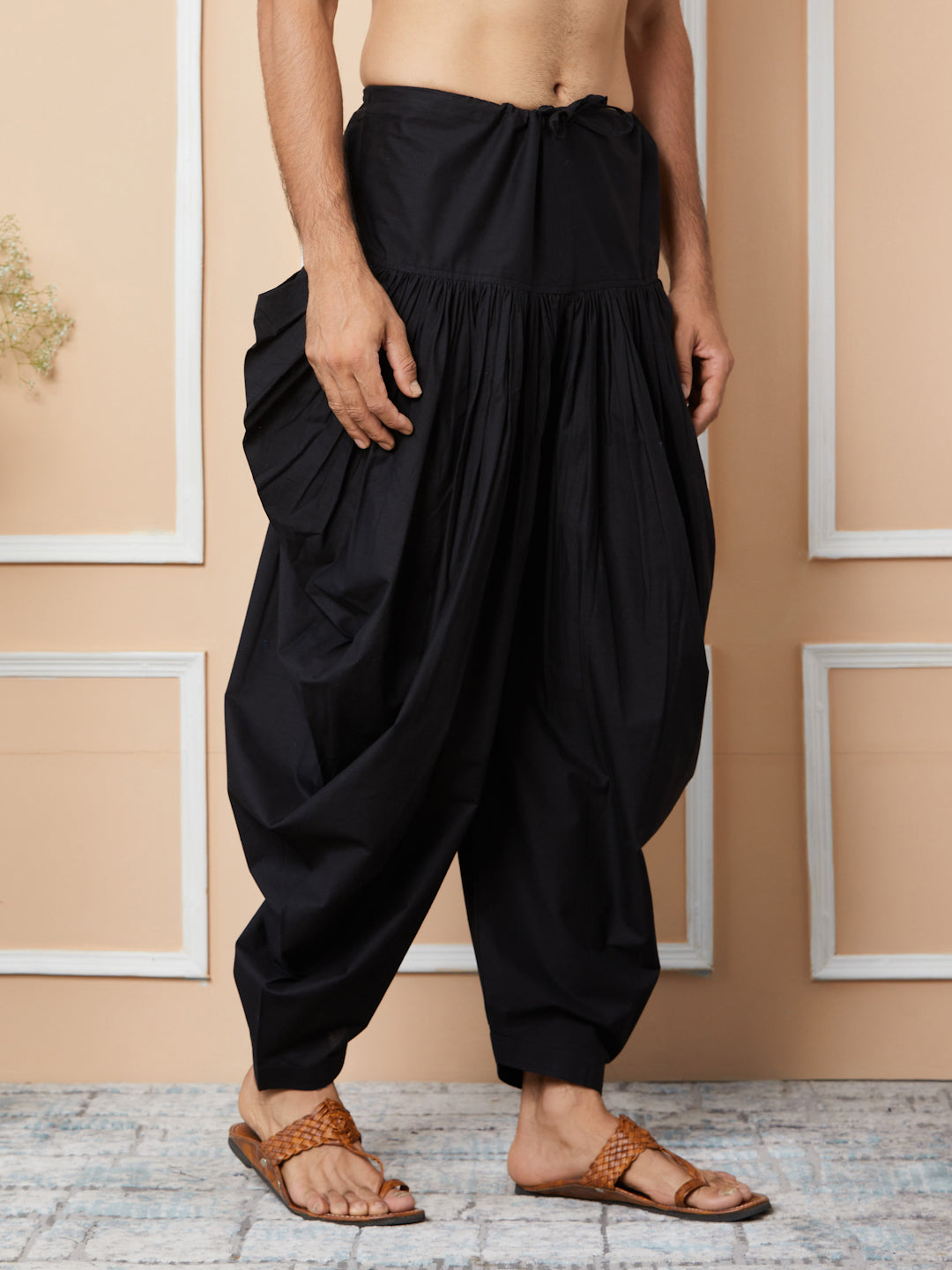Black Mid-Rise Loose-Fit Pure Cotton Salwar - Main Image