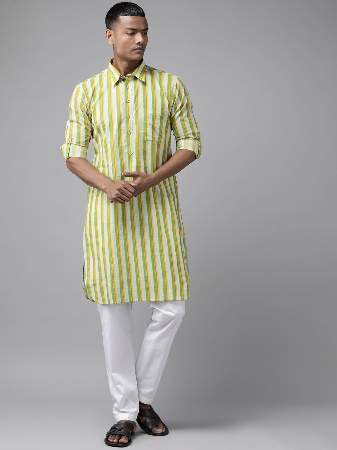 lime green pathani kurta with pyjama