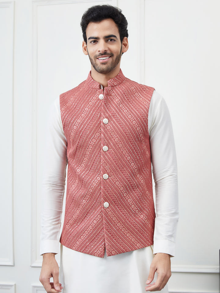 Sequins Embroidered Nehru Jacket