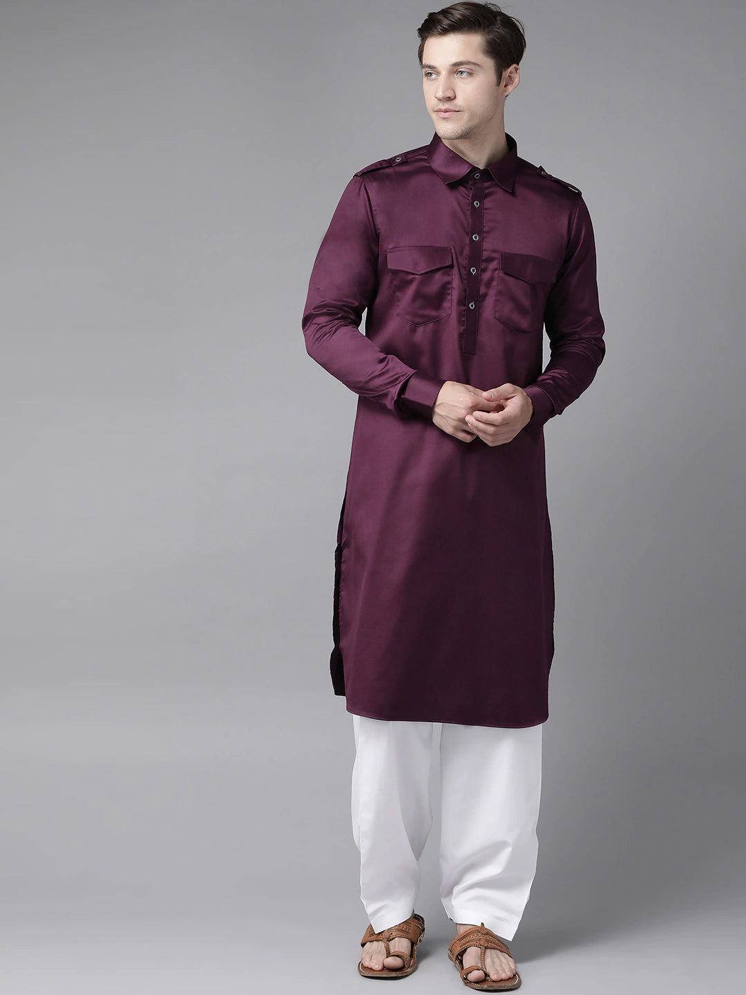 Men Purple Pathani Kurta with Salwar kurti design with salwar