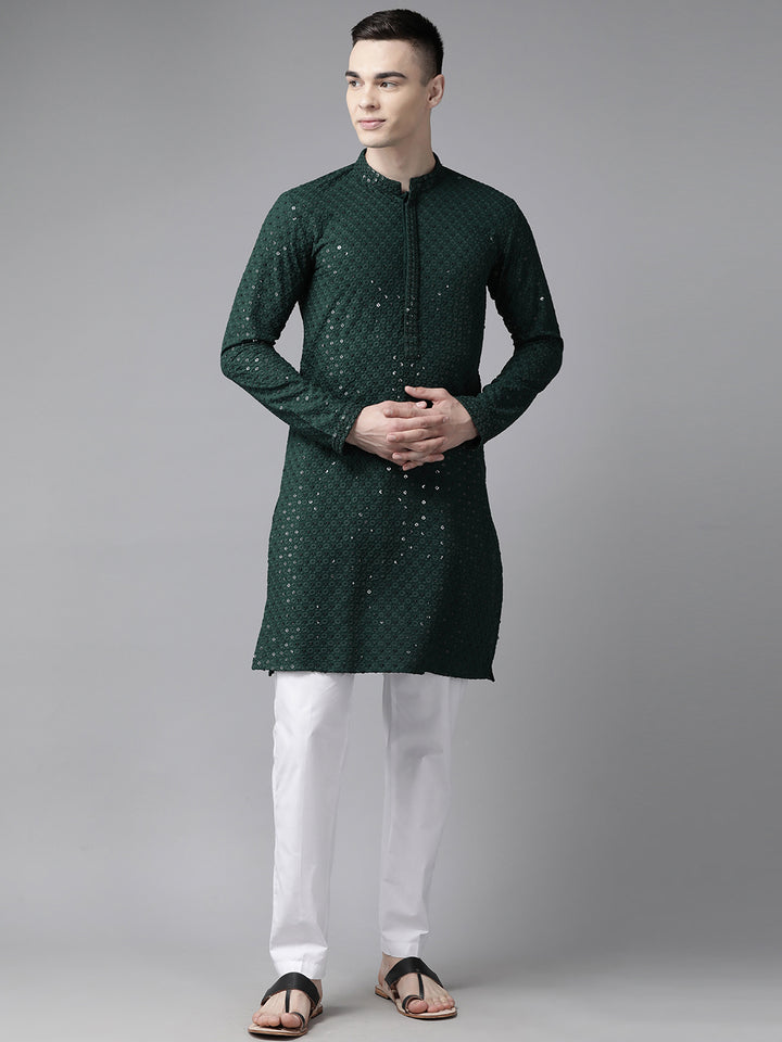 Sequins Embroidered Rayon Kurta With pyjama