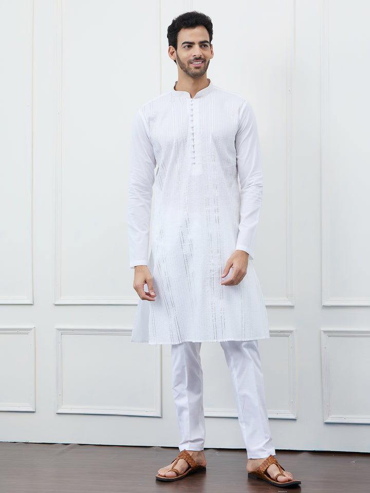 Sequin and Thread Work Pure Cotton Kurta