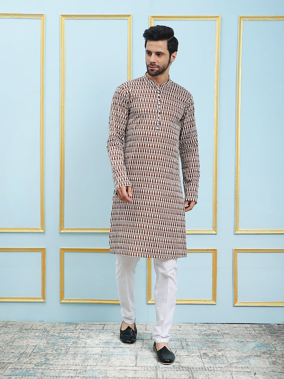 Cotton straight Kurta + Contrast neckline main image 0