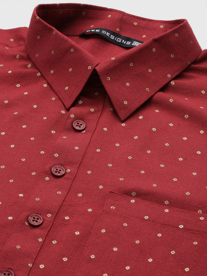 Men's Maroon Pure Cotton Pathani kurta with Pyjama