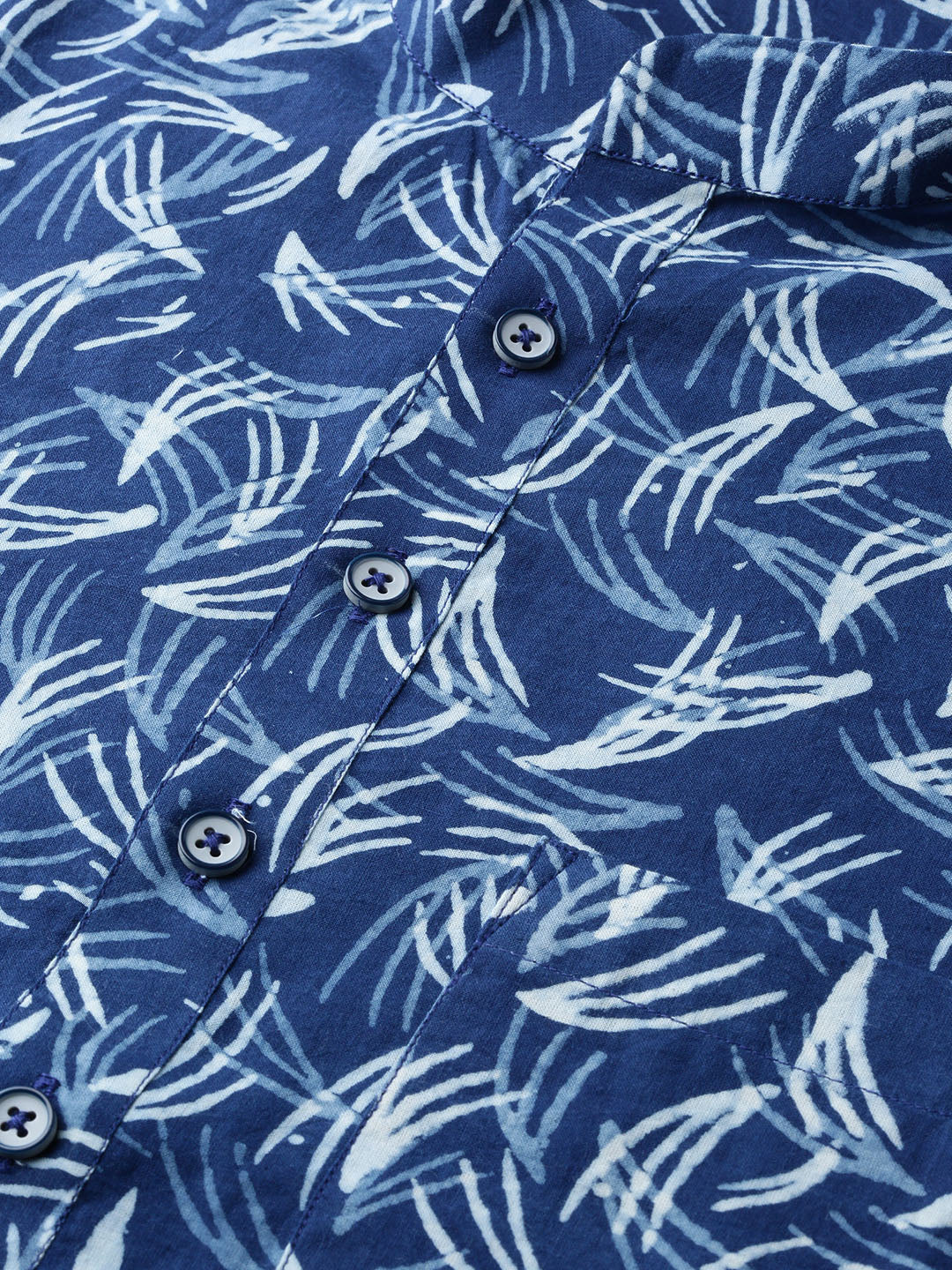 Blue Hand Block Printed straight kurta with Pyjama