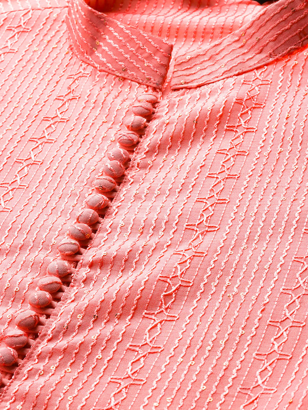 Men’s Pink Chanderi Silk Kurta with Embroidery and Sequins, Paired with Pyjama