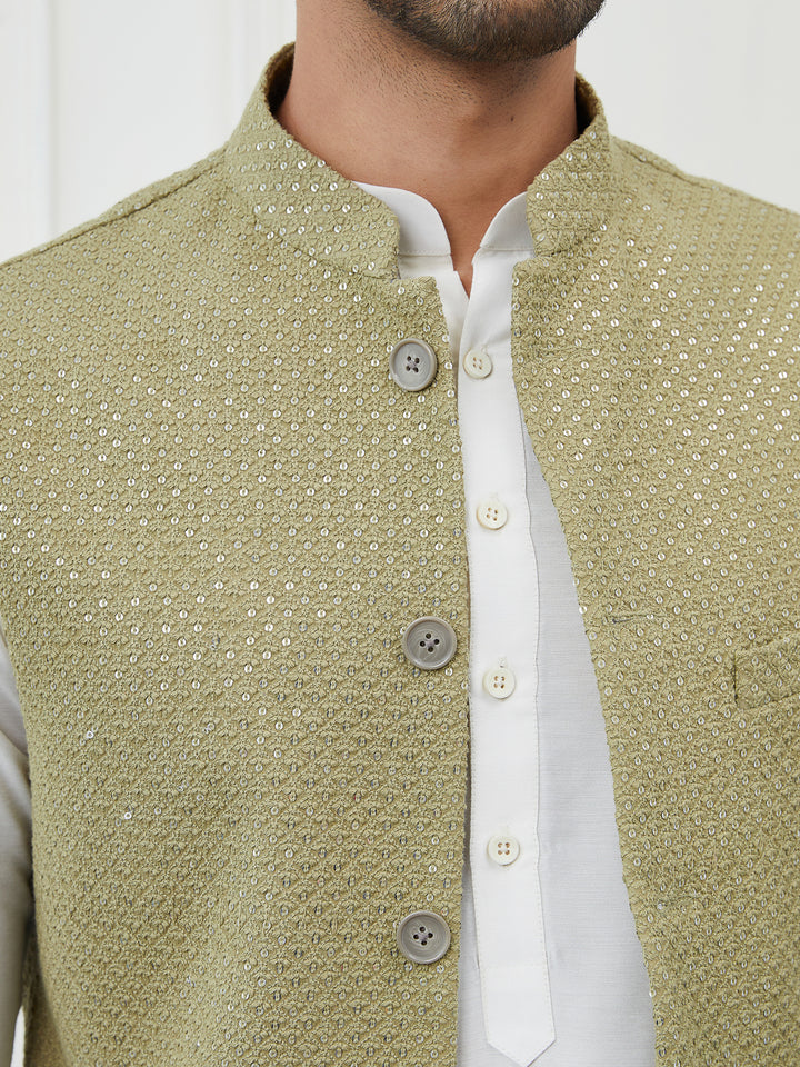 Sequins Embroidered Nehru Jacket