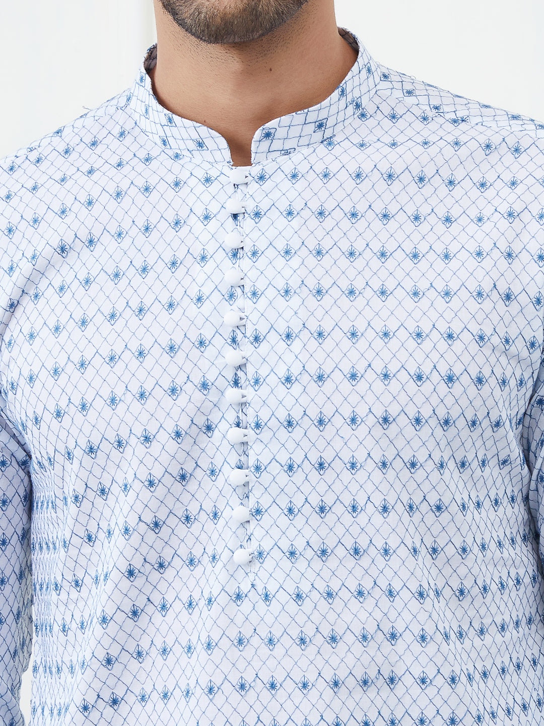 Embroidered Pure Cotton Straight Kurta with Pyjama