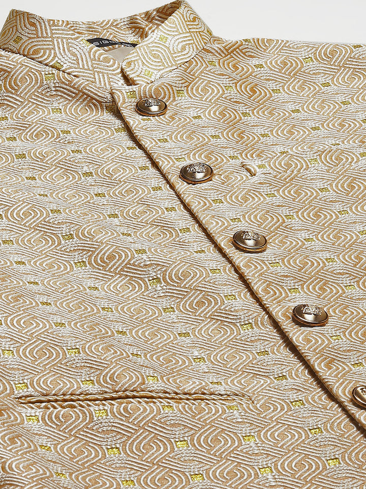 Solid Kurta With Pyjama & Jacquard Nehru Jacket