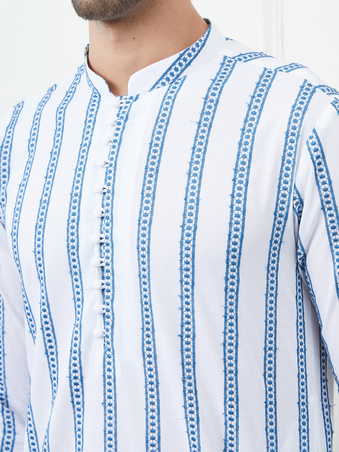 Embroidered Pure Cotton Straight Kurta with Pyjama