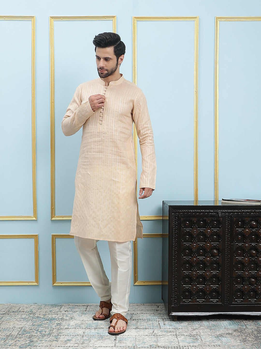 Thread Work Pure Cotton Kurta with Pyjama