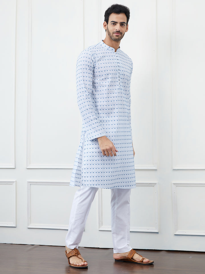 Embroidered Pure Cotton Straight Kurta with Pyjama