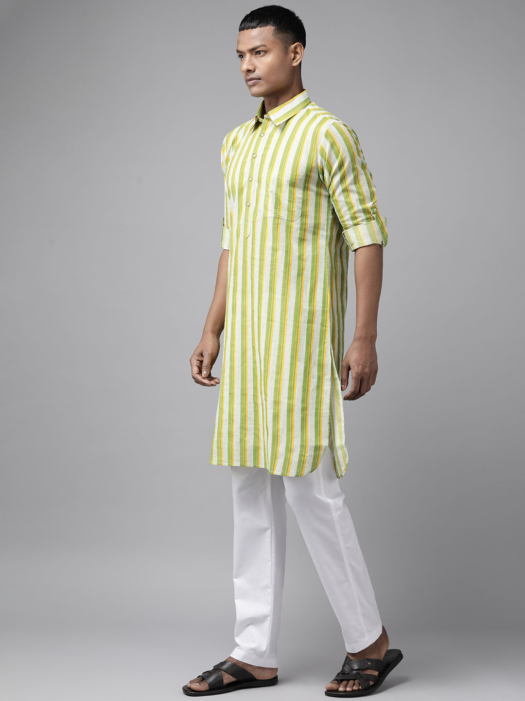 lime green pathani kurta with pyjama