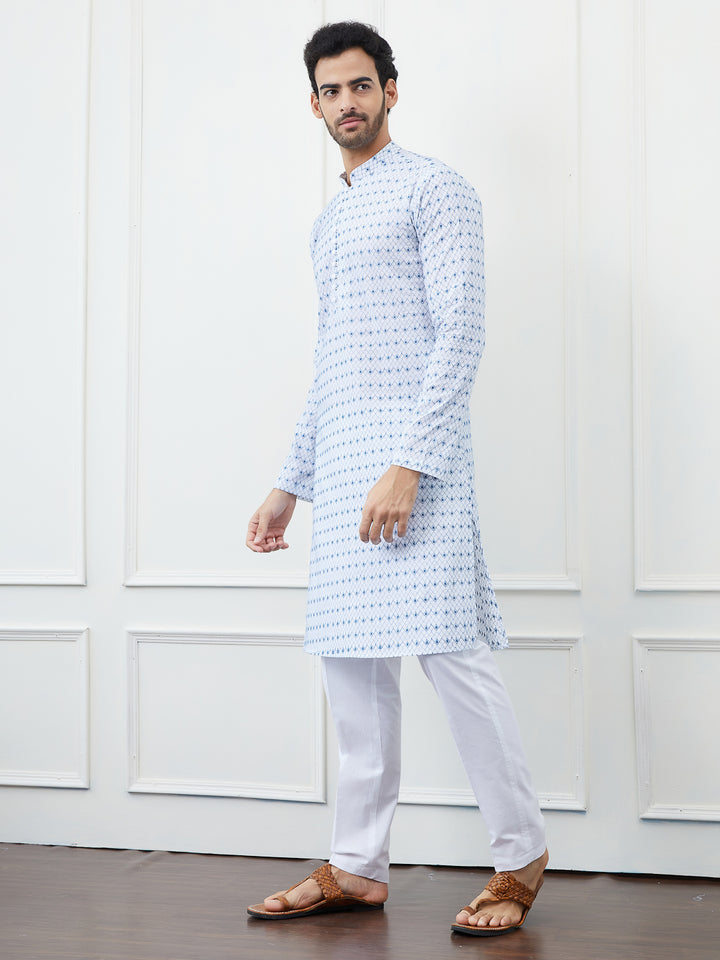 Embroidered Pure Cotton Straight Kurta with Pyjama