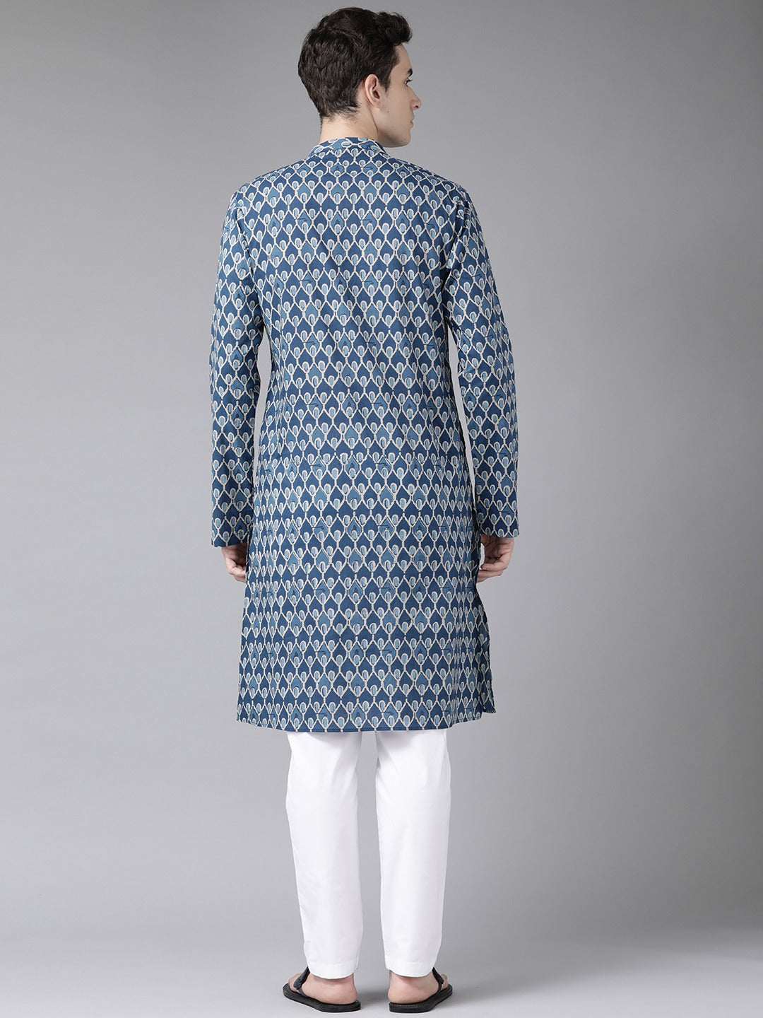 Blue Printed Straight Kurta Design