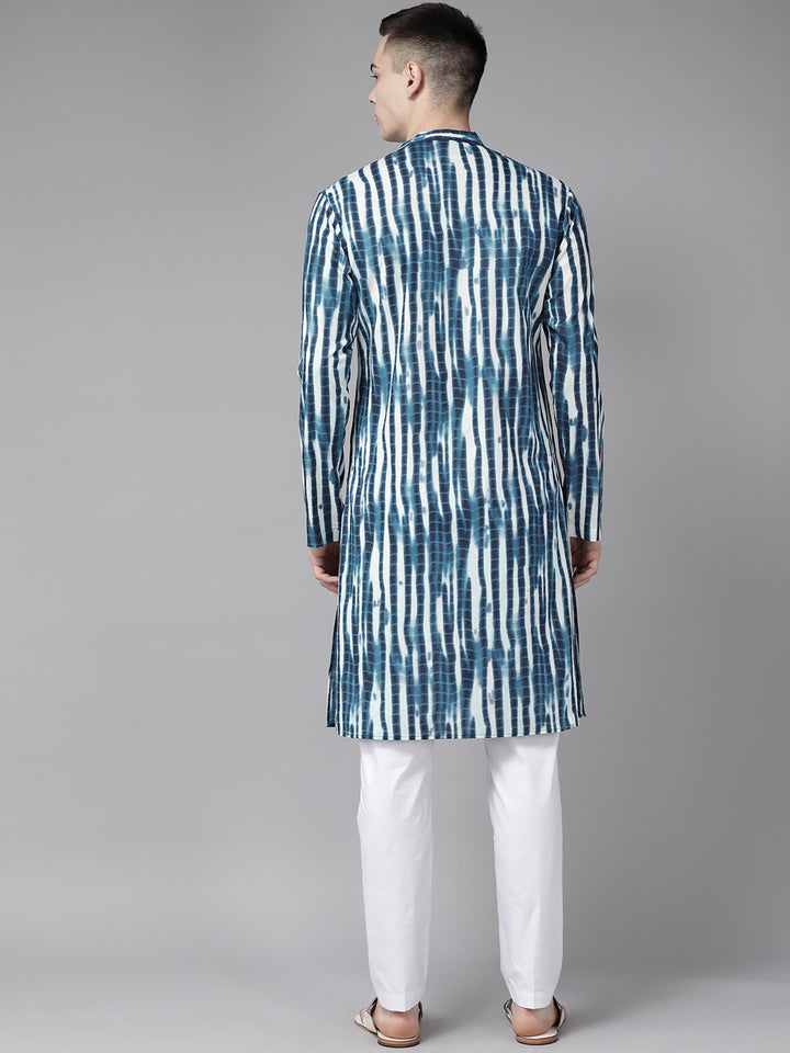 Dark Blue Tie and Dye Print Design Straight Kurta with pajama