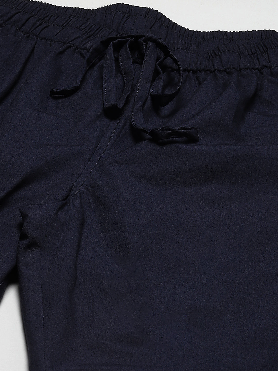 Combo Pack of 2: Navy Blue & Beige Solid Cotton Pyjamas