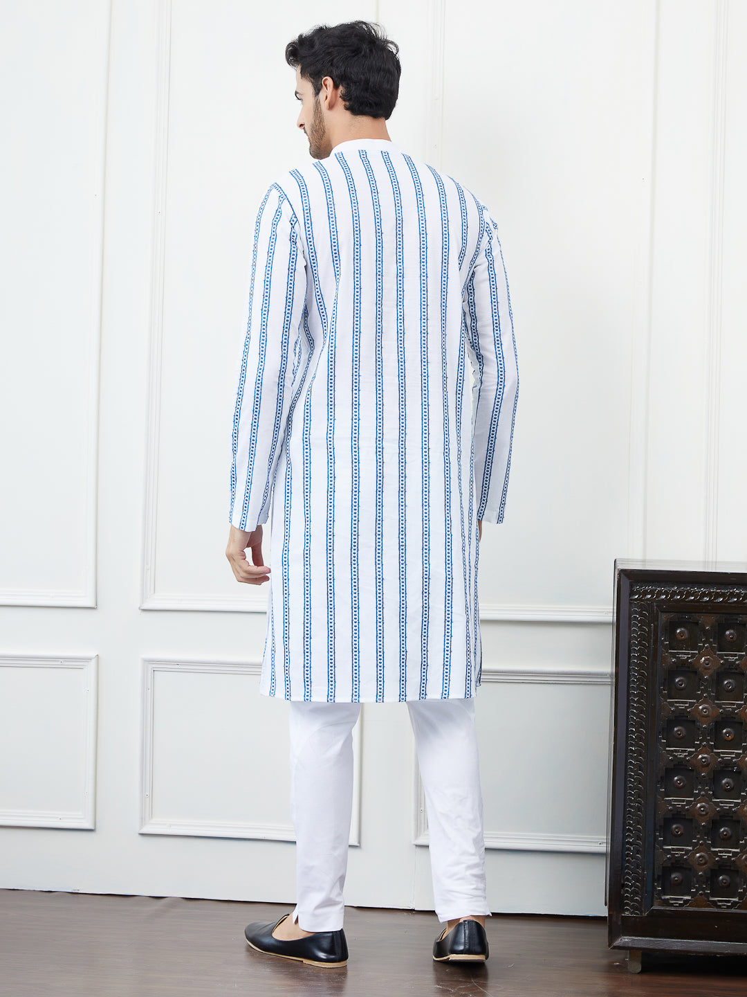 Embroidered Pure Cotton Straight Kurta with Pyjama