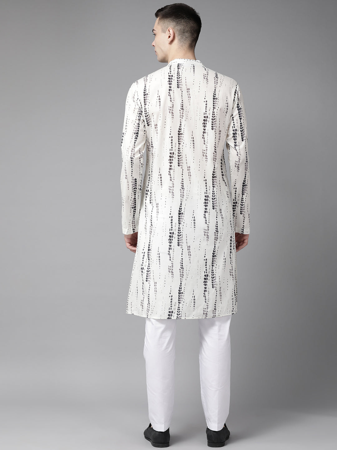 White & Grey Tie and Dye Print Design Straight Kurta with pajama