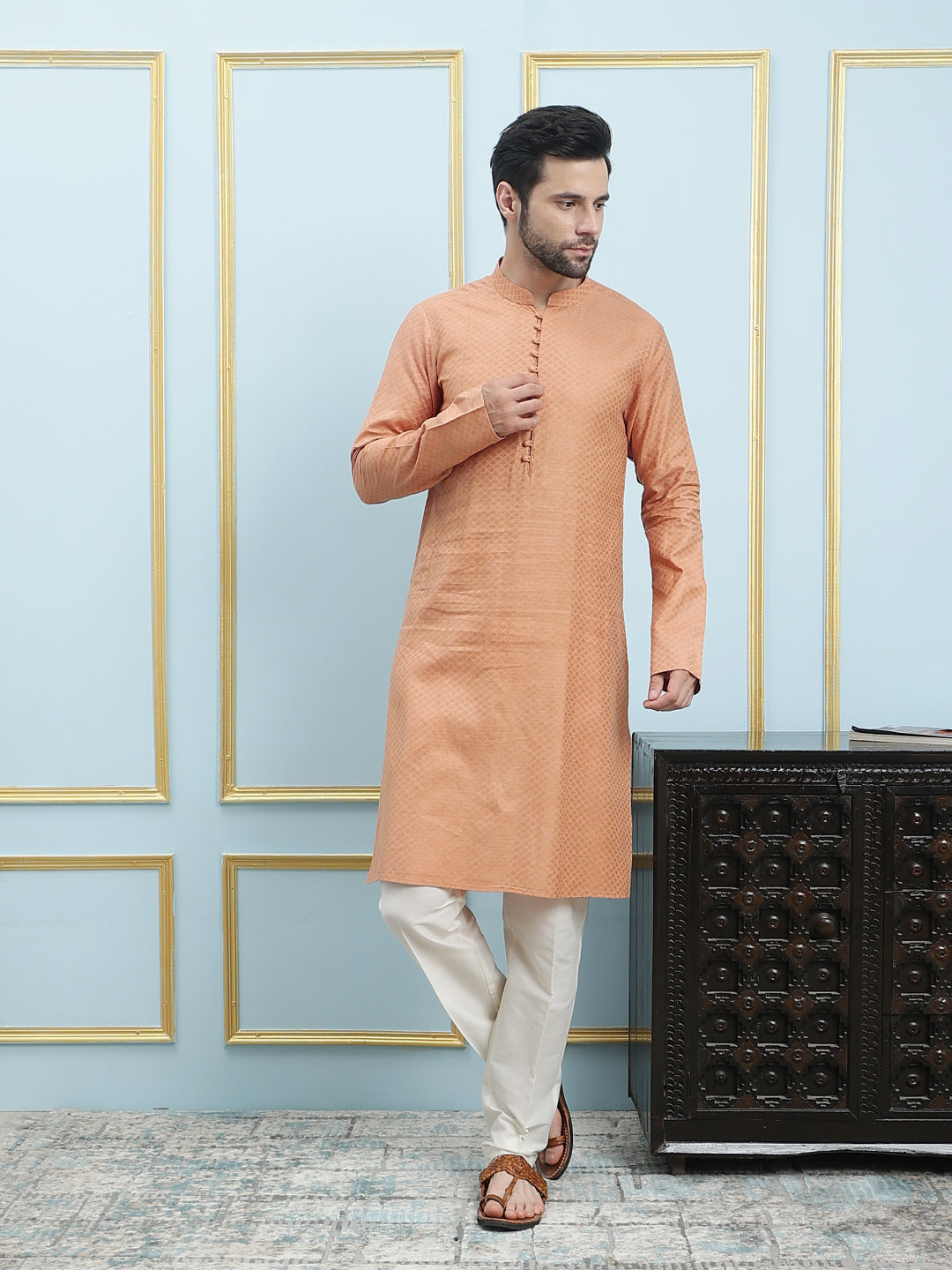 Thread Work Pure Cotton Kurta with Pyjama
