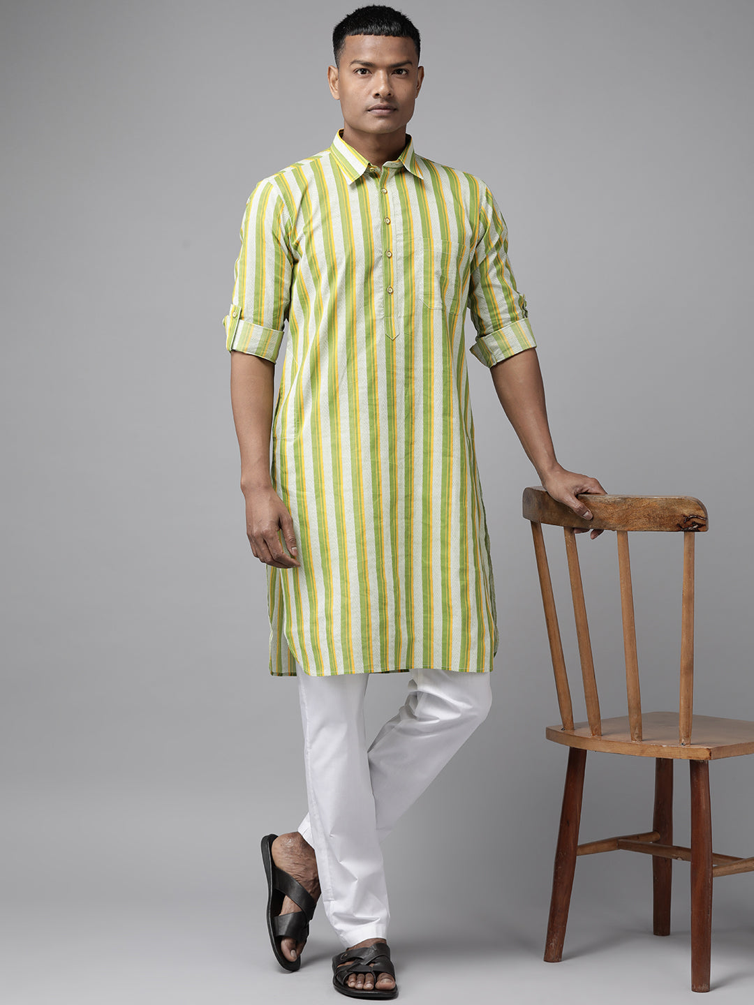 lime green pathani kurta with pyjama