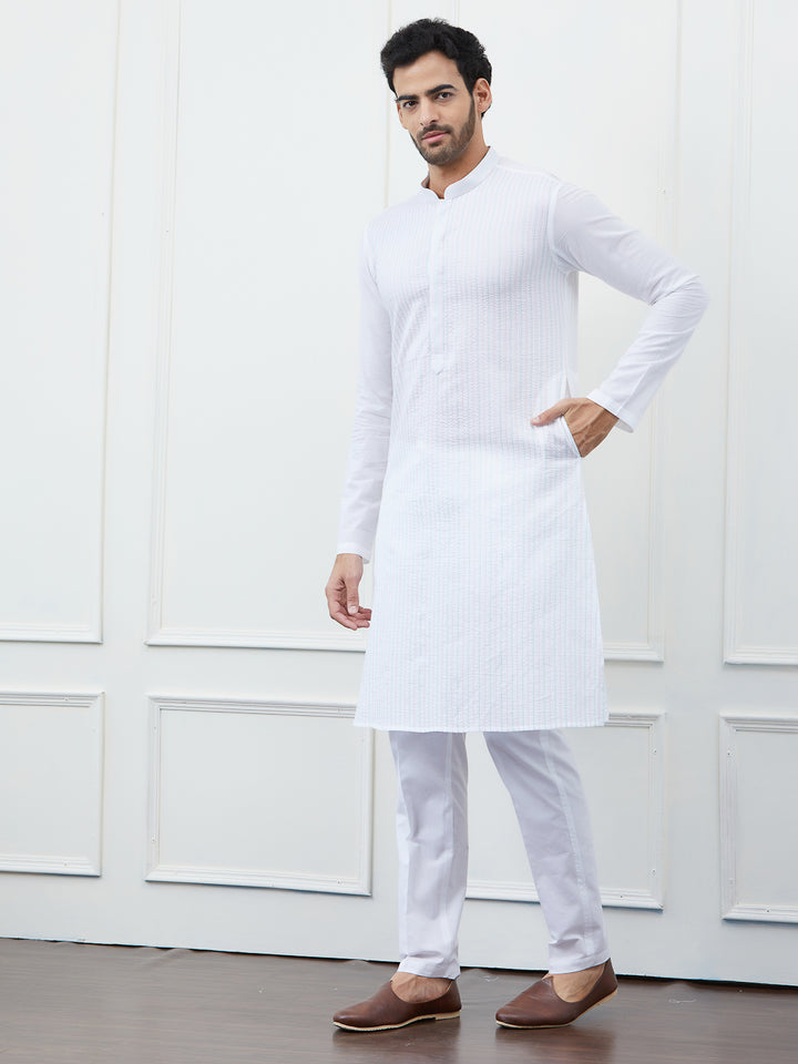 Thread Work Pure Cotton Kurta with Pyjama