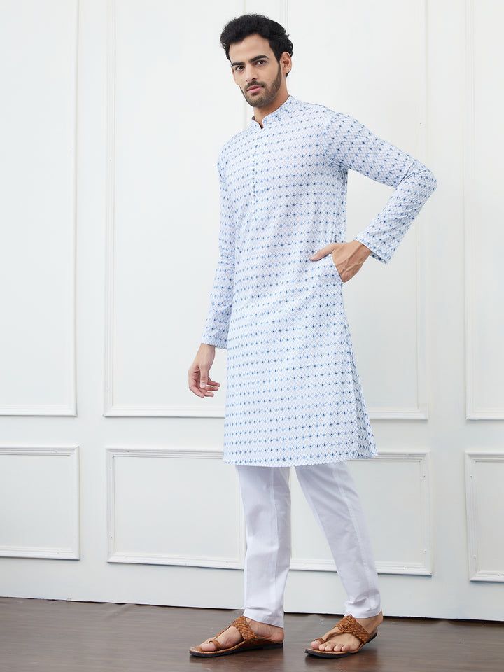 Embroidered Pure Cotton Straight Kurta with Pyjama