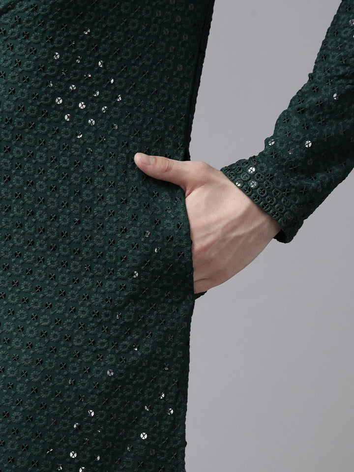 Sequins Embroidered Rayon Kurta With pyjama