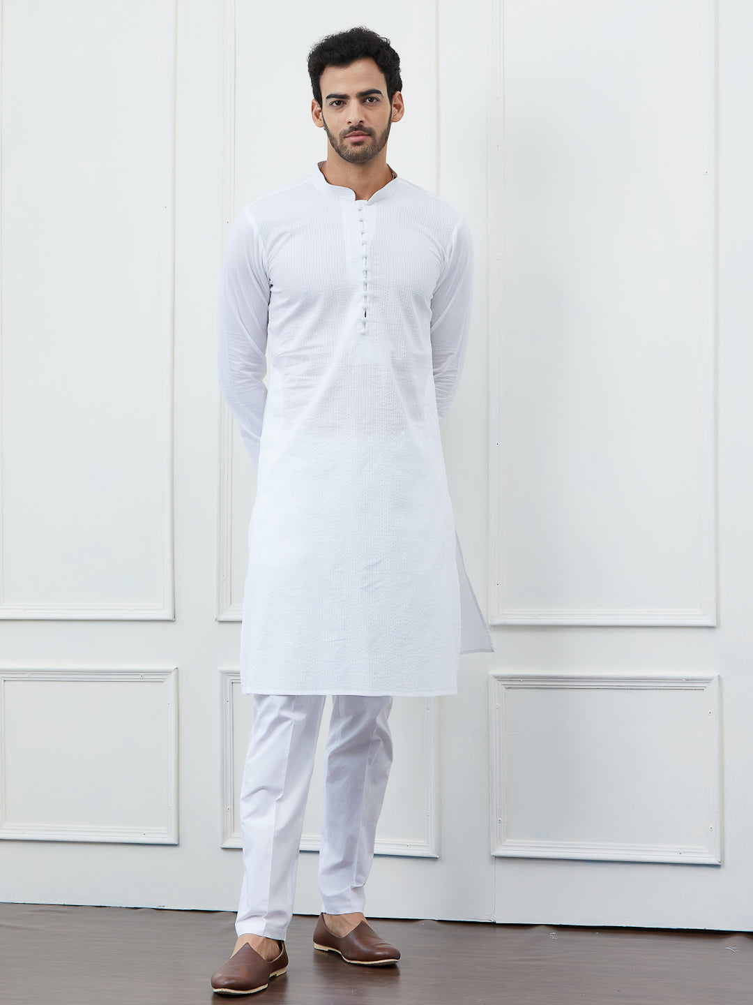 Thread Work Pure Cotton Kurta with Pyjama
