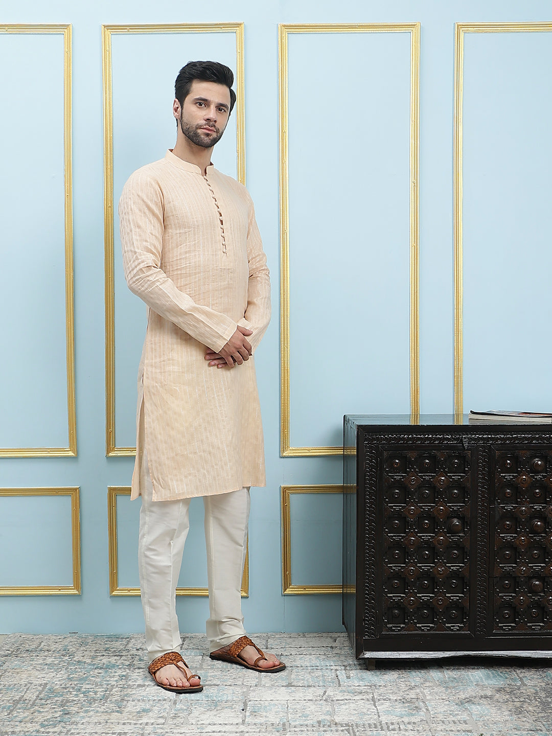 Thread Work Pure Cotton Kurta with Pyjama
