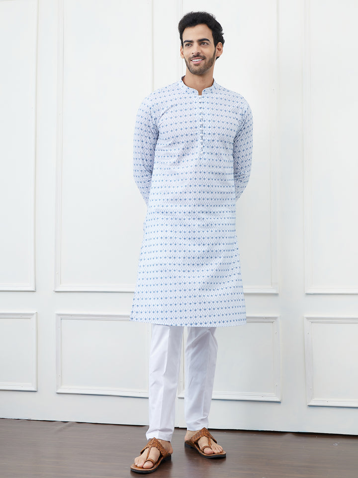 Embroidered Pure Cotton Straight Kurta with Pyjama