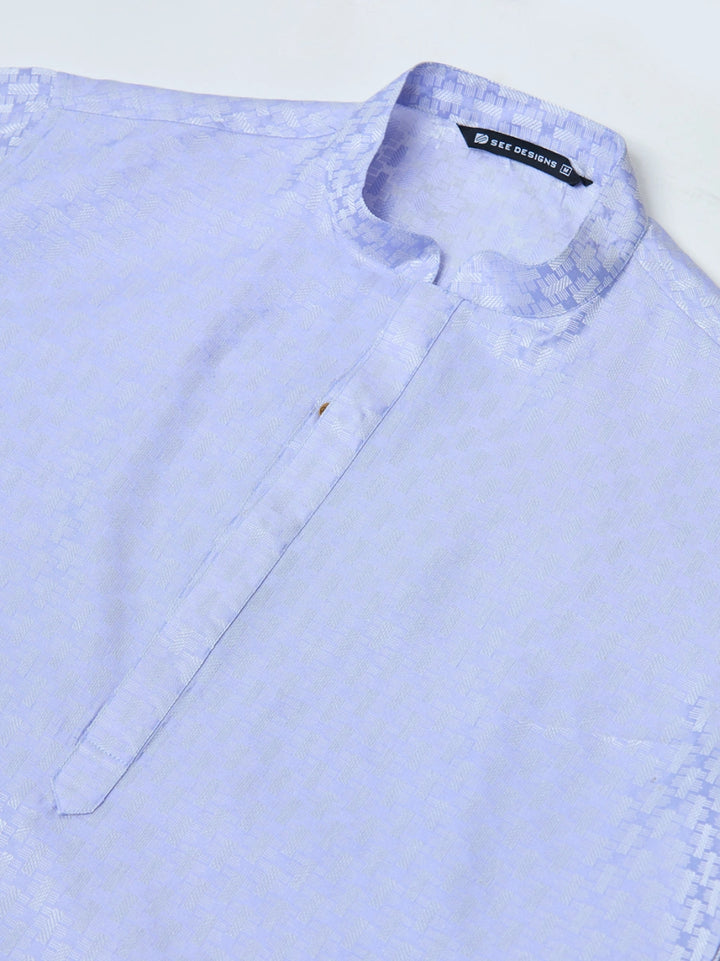 Purple Silk jacquard Straight kurta