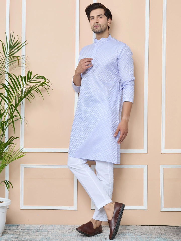 Purple Silk jacquard Straight kurta