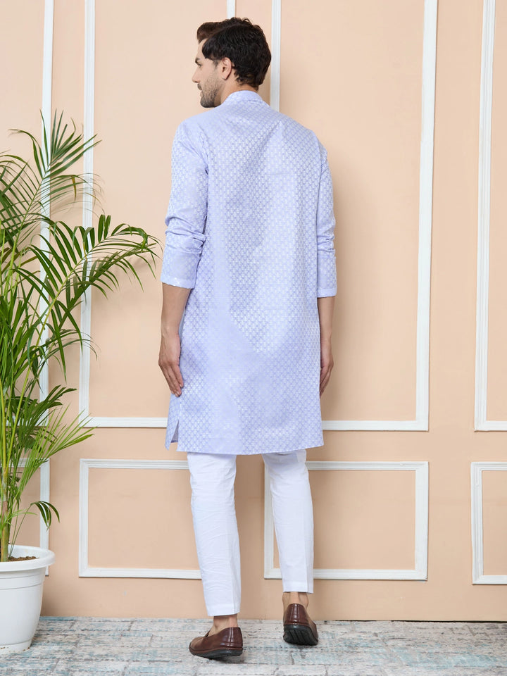 Purple Silk jacquard Straight kurta