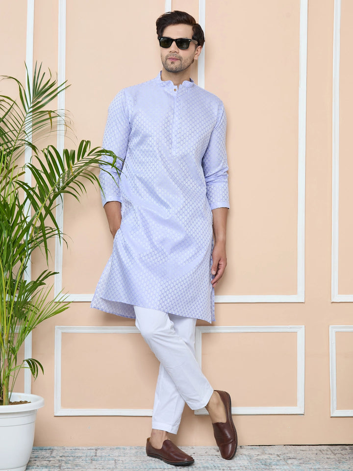 Purple Silk jacquard Straight kurta