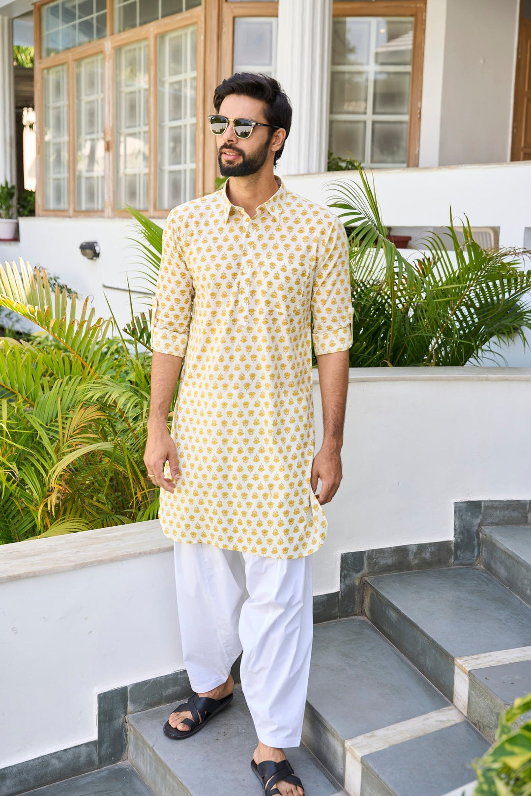 Yellow Cotton & Blue Denim: A Relaxed Fusion Look by See Designs