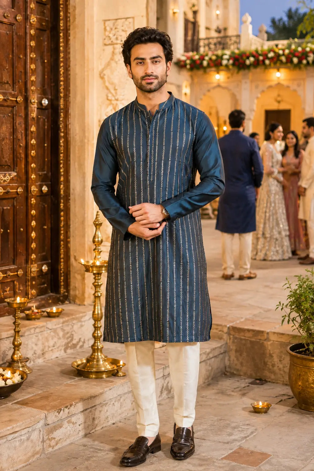 Teal Sequin Kurta