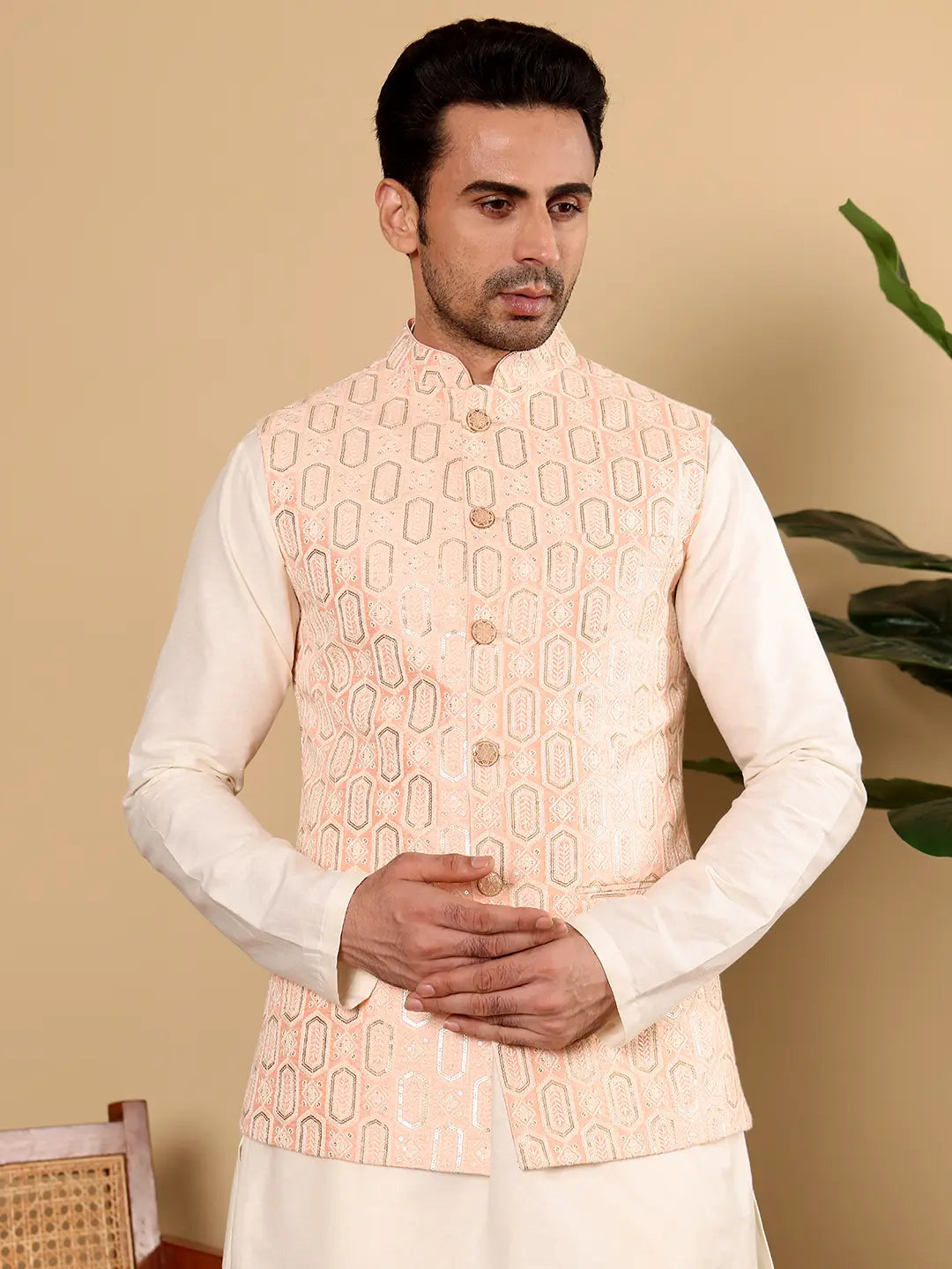 Royal Sangeet to Sunny Mehendi: Why a Light Pink Nehru Jacket Works for Every Occasion