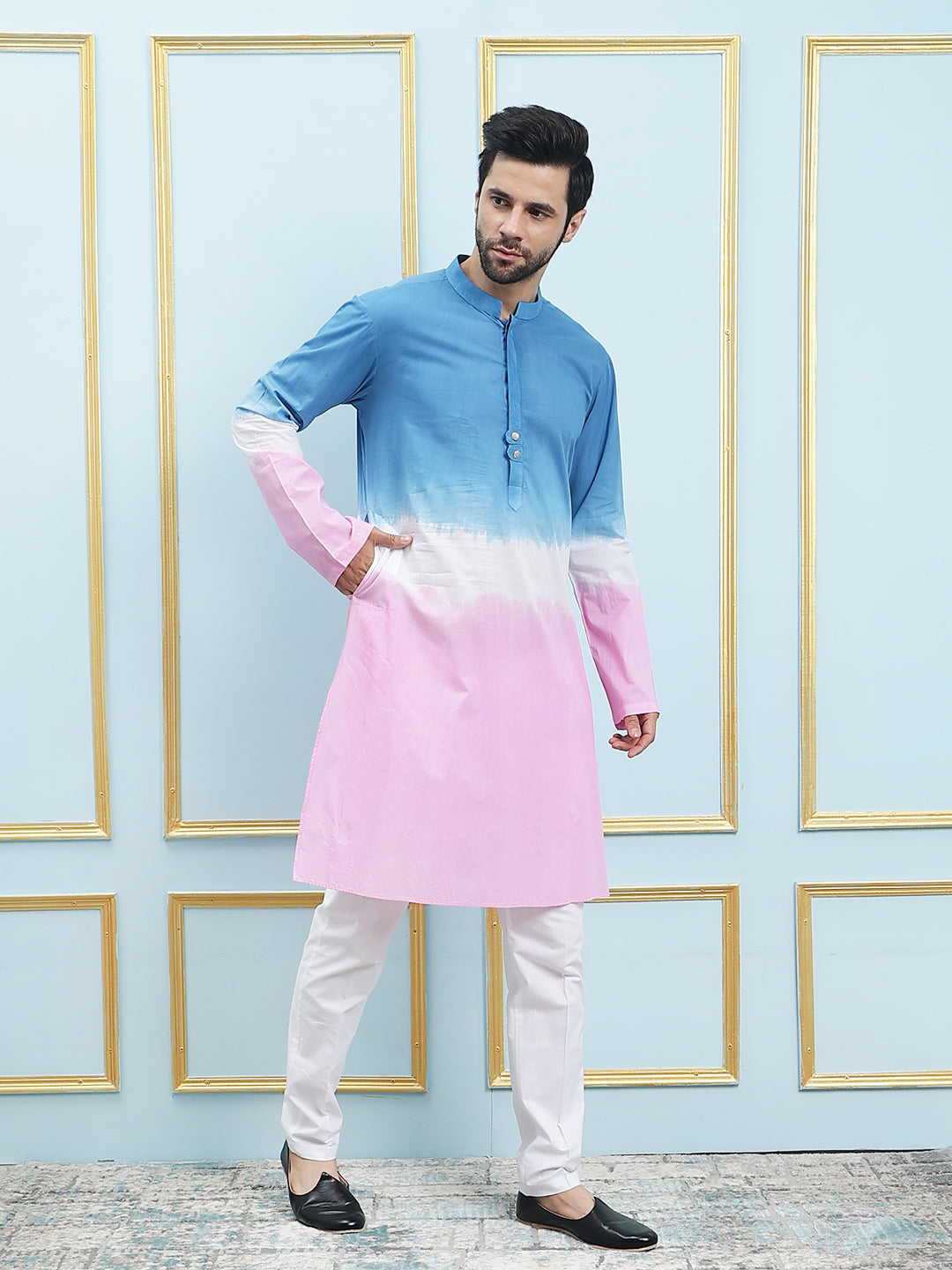 Ombre Dyed Pure Cotton Kurta with Pyjama