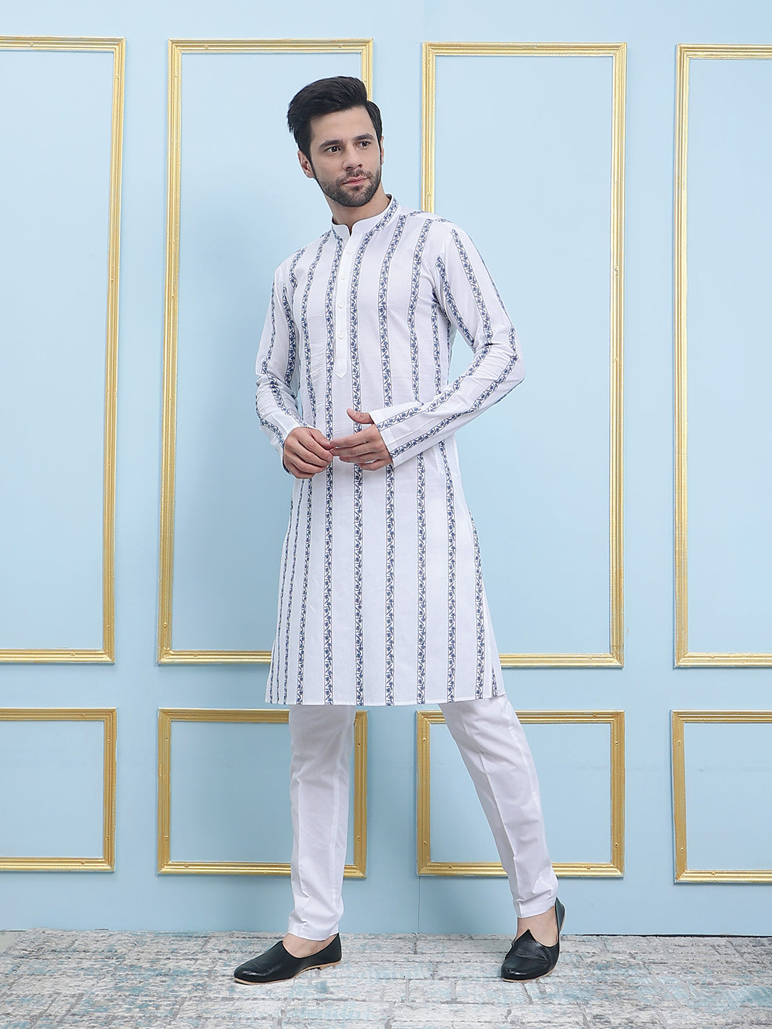 Embroidered Pure Cotton Straight Kurta