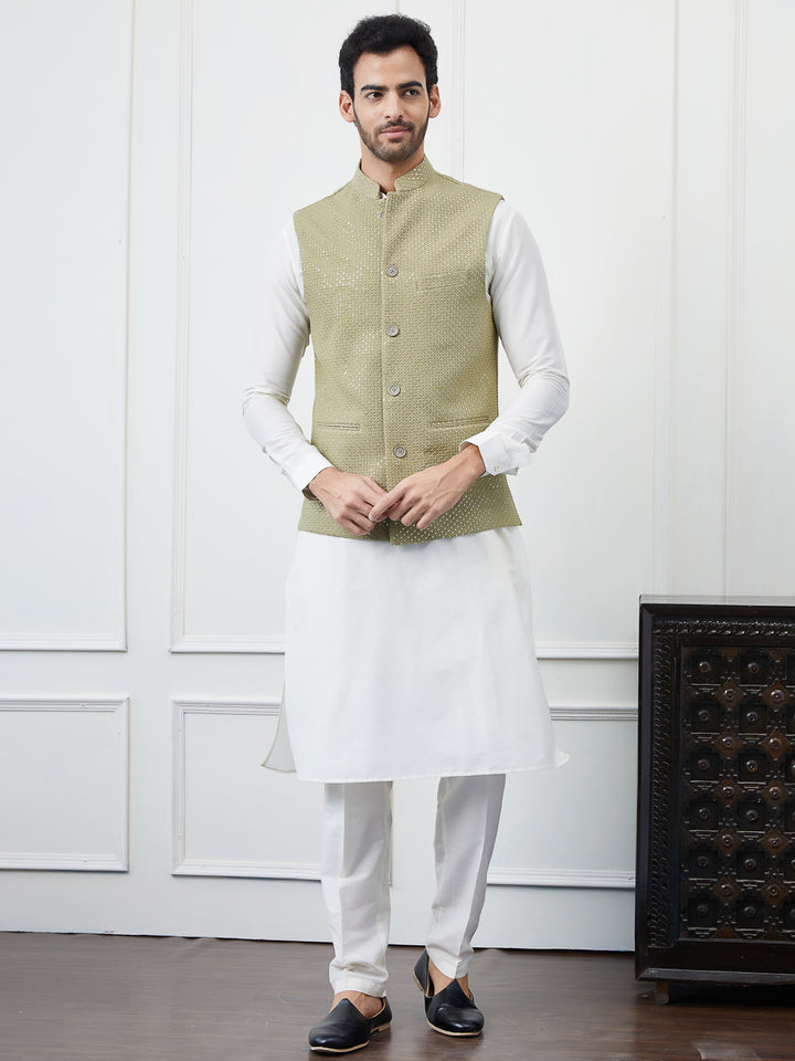 Sequins Embroidered Nehru Jacket