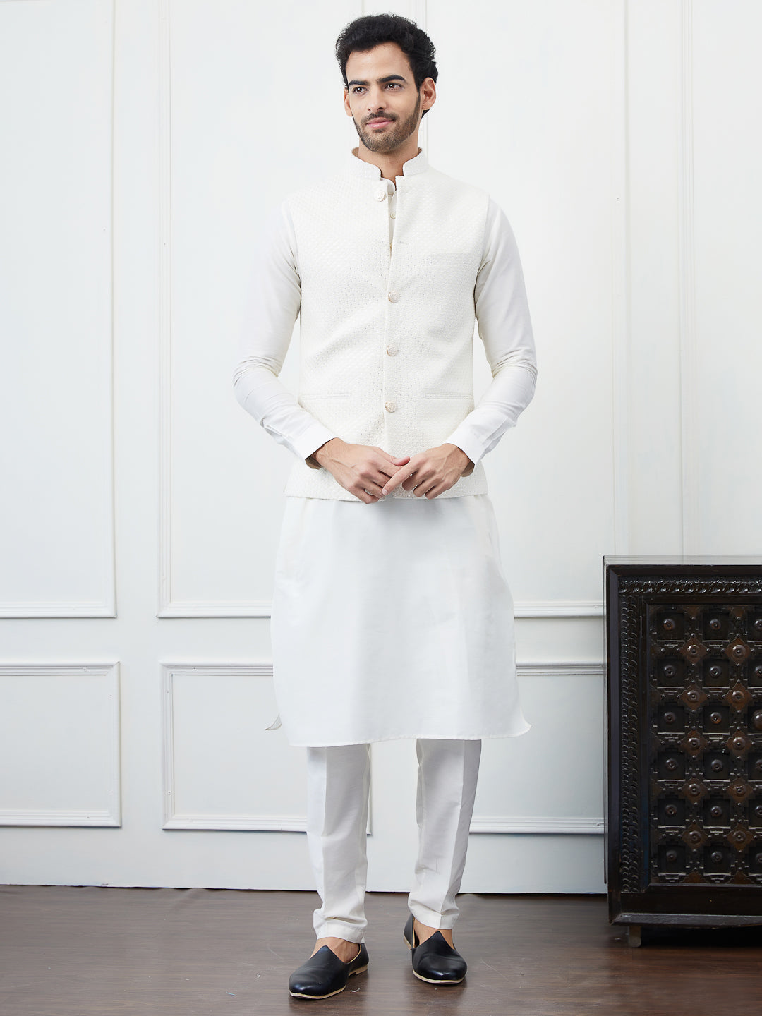 Sequins Embroidered Nehru Jacket