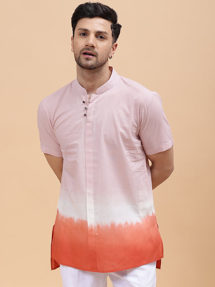Ombre Dyed Pure Cotton Men's Short Kurta