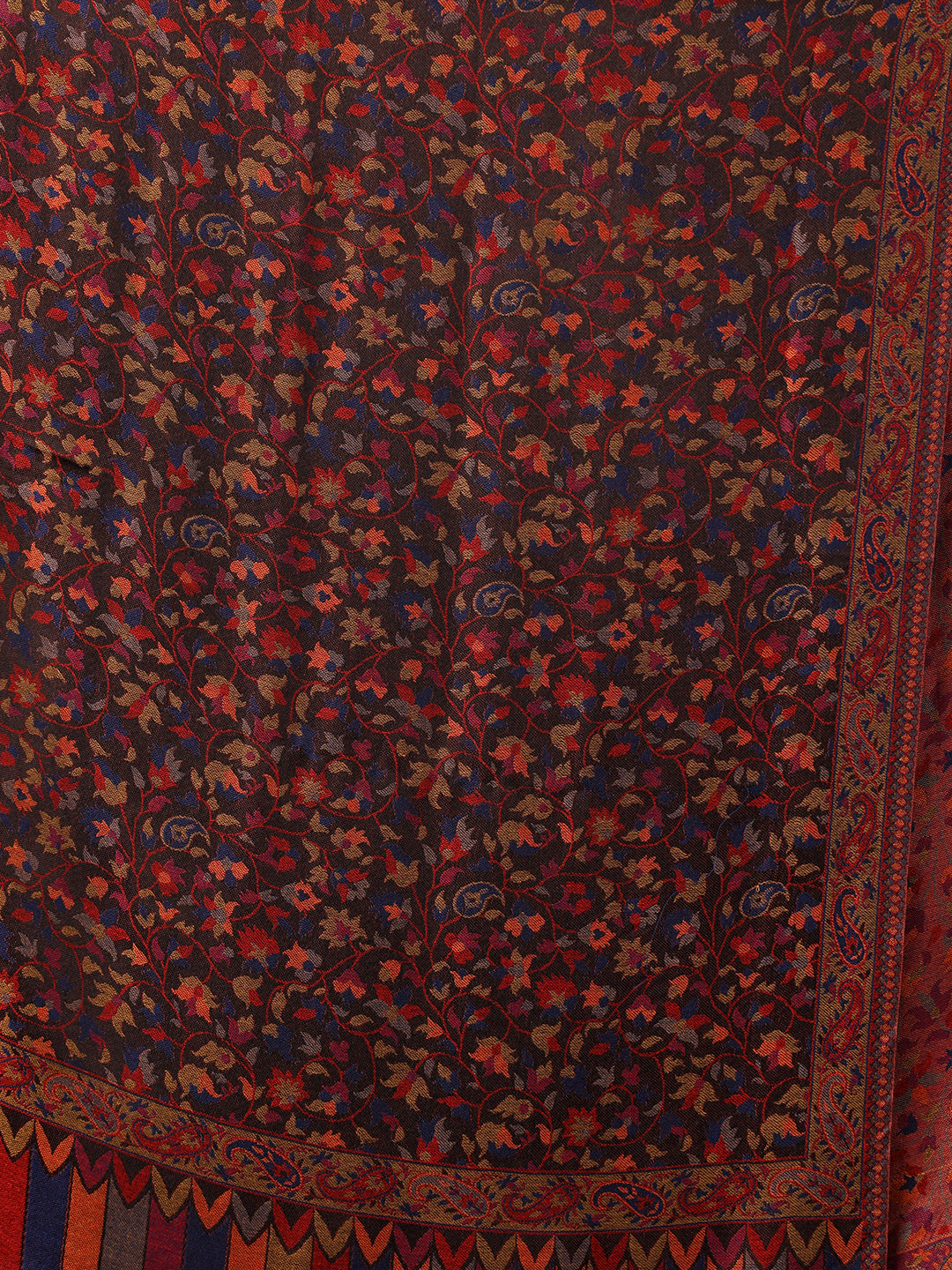 Tweedle Kashmiri Kani Stole for Men, Reversible Silk Modal Bamboo Scarf for Gents - Black