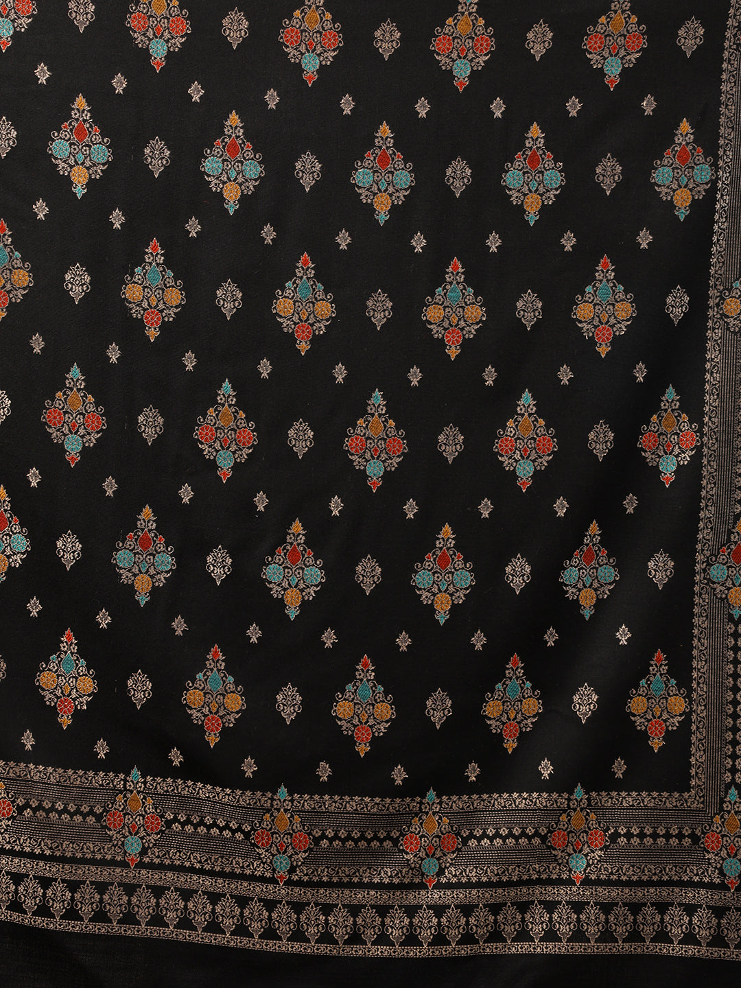 Tweedle Men’s Ethnic Design Faux Wool Shawl - Black, Size - 40 x 80 inches