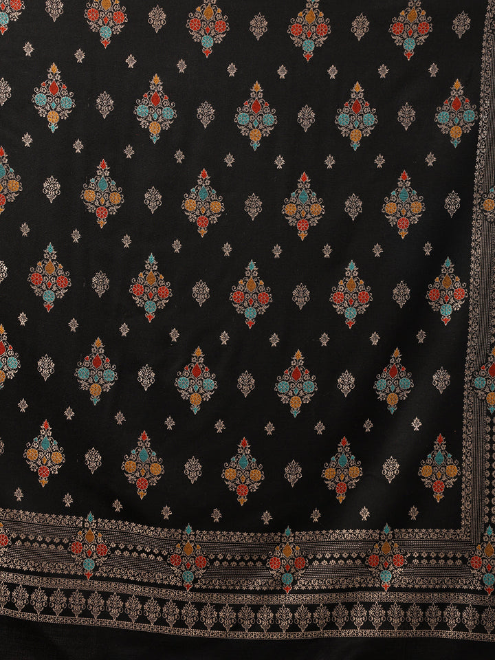 Tweedle Men’s Ethnic Design Faux Wool Shawl - Black, Size - 40 x 80 inches