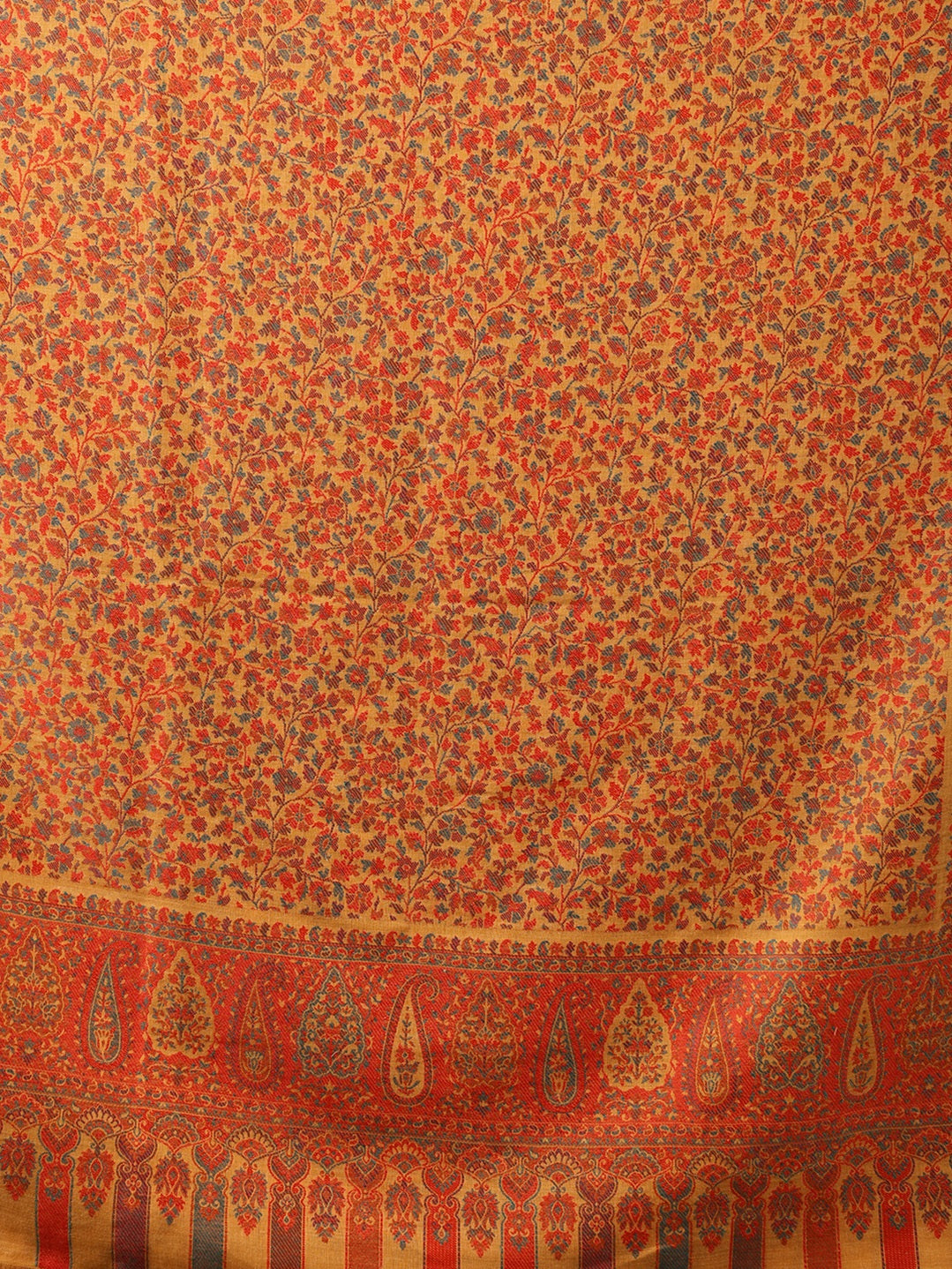 Tweedle Men’s Blended Wool Kashmiri Kani Shawl - Mustard – 40x80