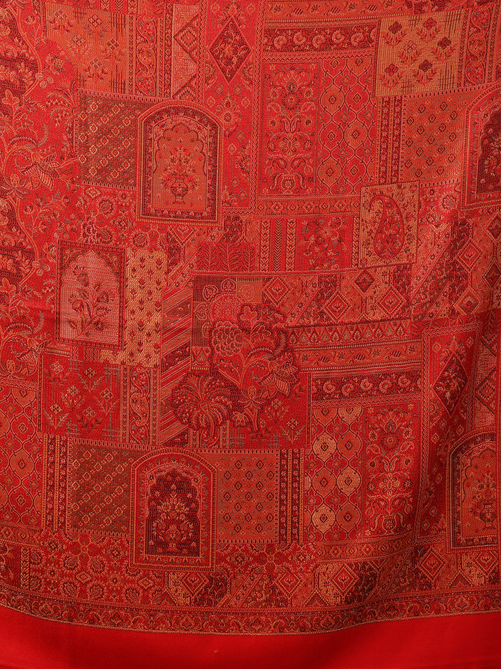 Tweedle Men’s Jamawar Shawl, Faux Pashmina, Reversible Design, Maroon – Size 40 x 80 inches