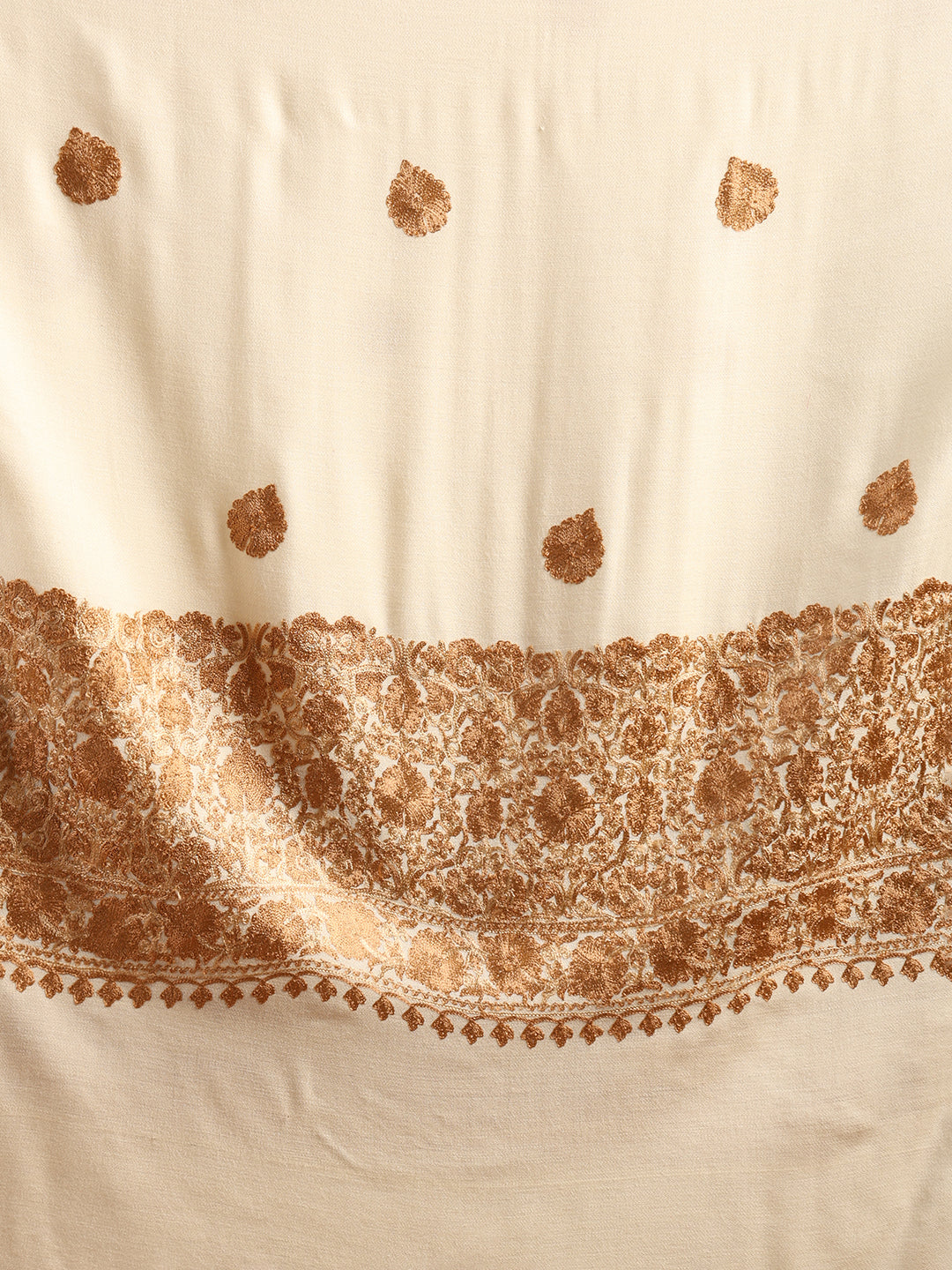 Tweedle Men’s Kashmiri Aari Embroidery Shawl / Stole - Off-White, Size - 40 x 80 inches
