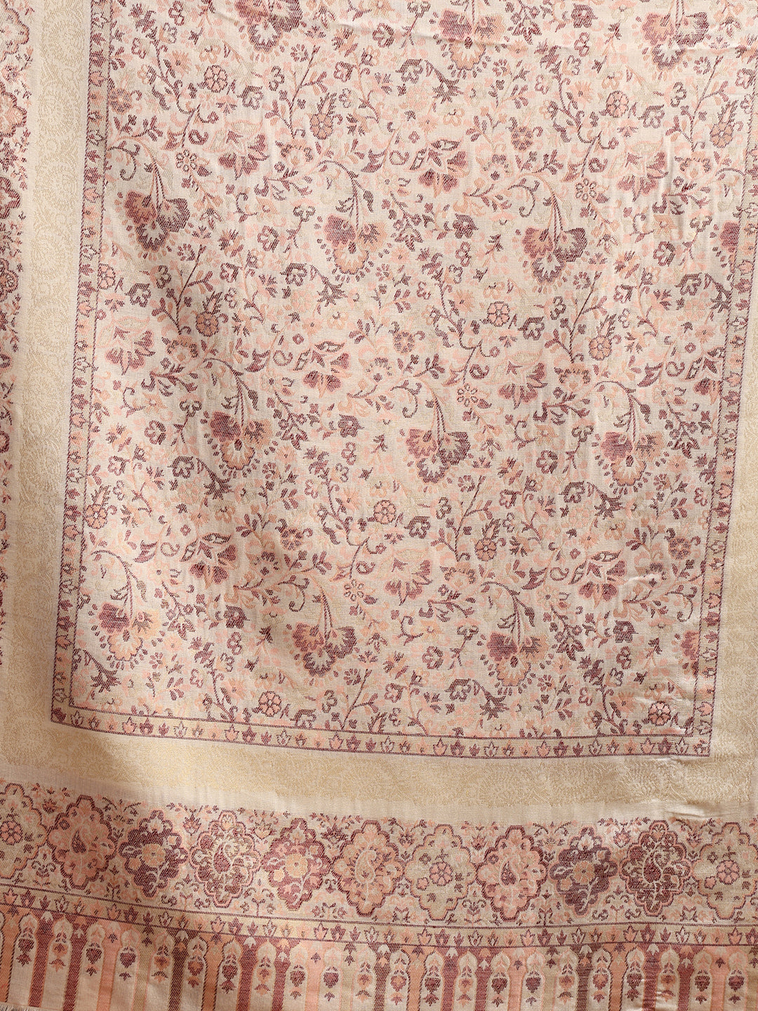 Tweedle Men’s Naira Kani and Zari Border Shawl/ Stole - Off-White, Size - 40 x 80 inches